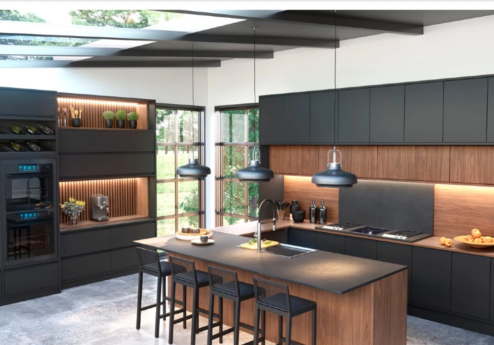 O preto sempre traz mais elegância ao projeto e alia sofisticação e aconchego